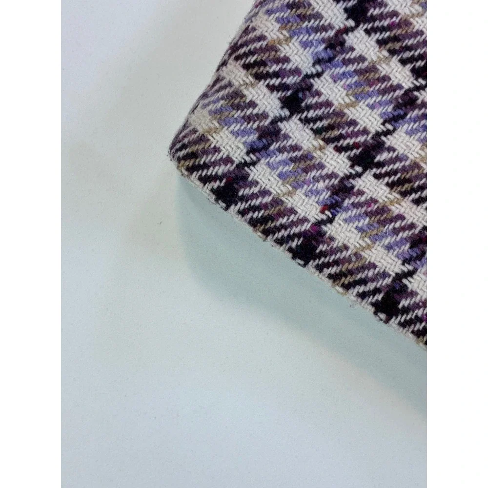 Ann Taylor LOFT Plaid Tweed Skirt Purple Gray Women's Size 4 Mini